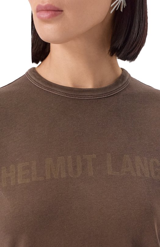 Хлопковая футболка Helmut Lang P05HW508 Коричневый  P05HW508 Фото 5