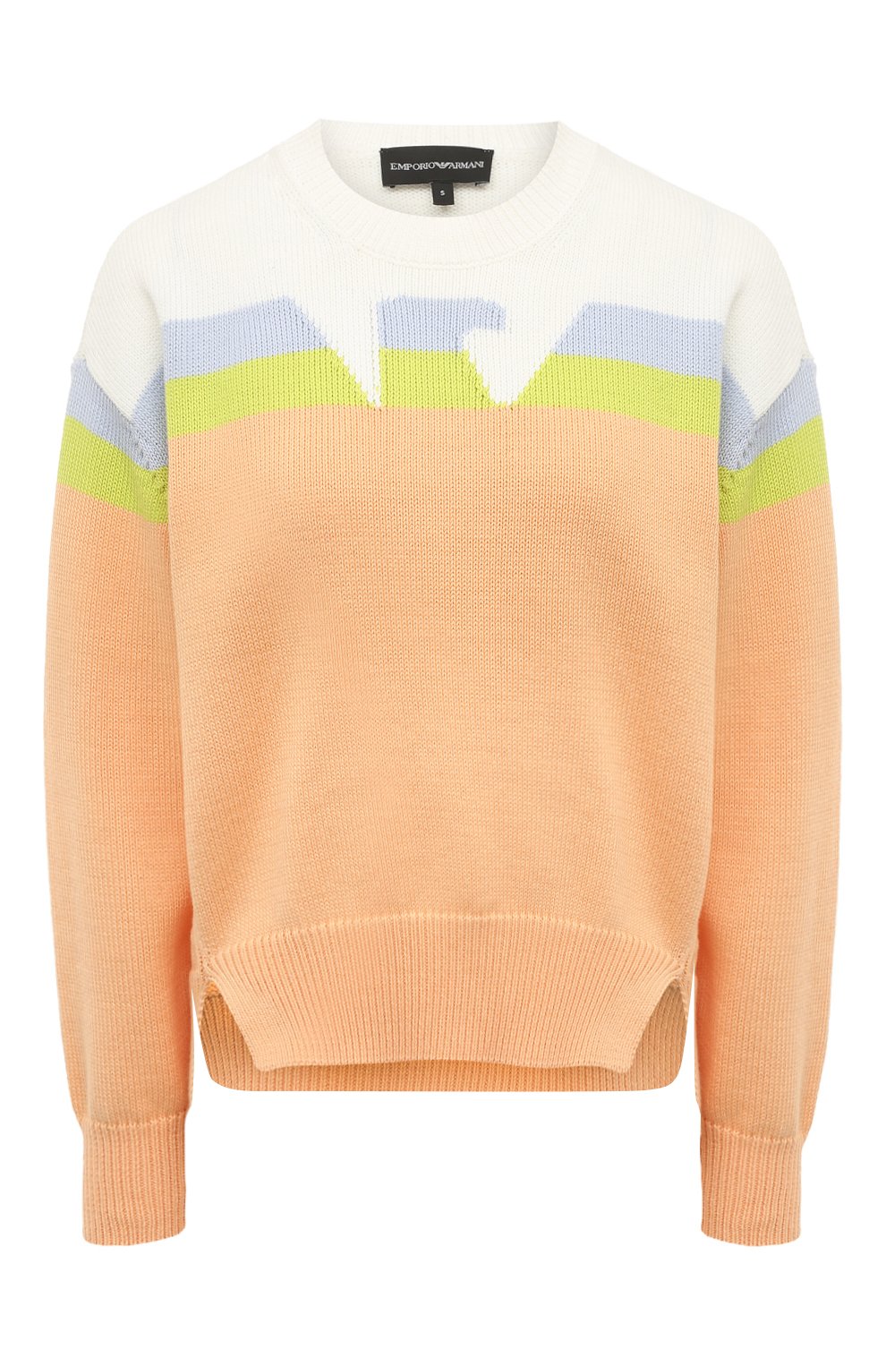 Хлопковый свитер EMPORIO ARMANI разноцветного цвета по цене 31900 руб., арт. 3R2MT2/2M09Z, фото 1 Хлопковый свитер EMPORIO ARMANI, арт. 3R2MT2/2M09Z, фото 1
