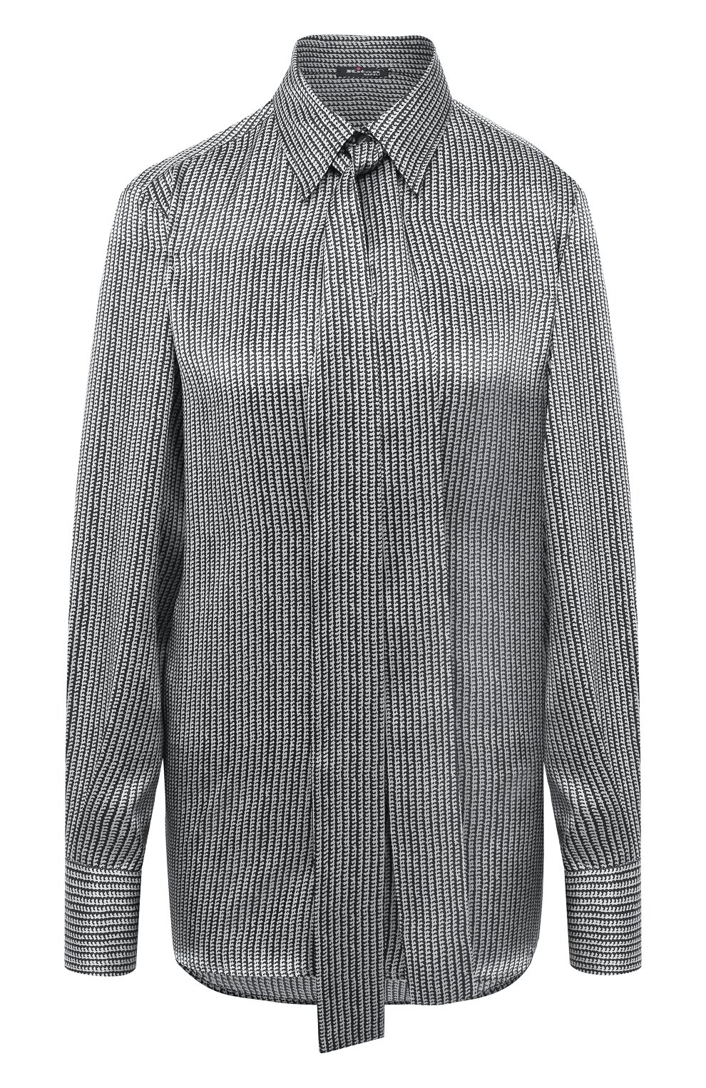Шелковая блузка KITON черно-белого цвета по цене 126000 руб., арт. D48407K05T62, фото 1 Шелковая блузка KITON, арт. D48407K05T62, фото 1