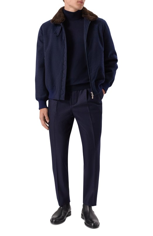 Утепленный бомбер Brunello Cucinelli MM4006889 Синий  MM4006889 Фото 2