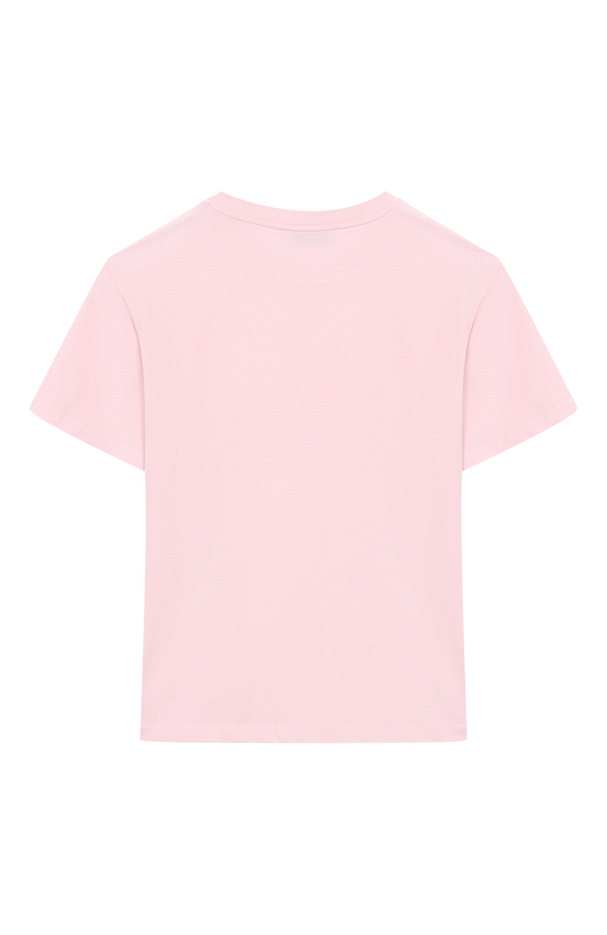 Хлопковая футболка MSGM KIDS розового цвета по цене 4695 руб., арт. S6MSJUTH001, фото 2 Хлопковая футболка MSGM KIDS, арт. S6MSJUTH001, фото 2