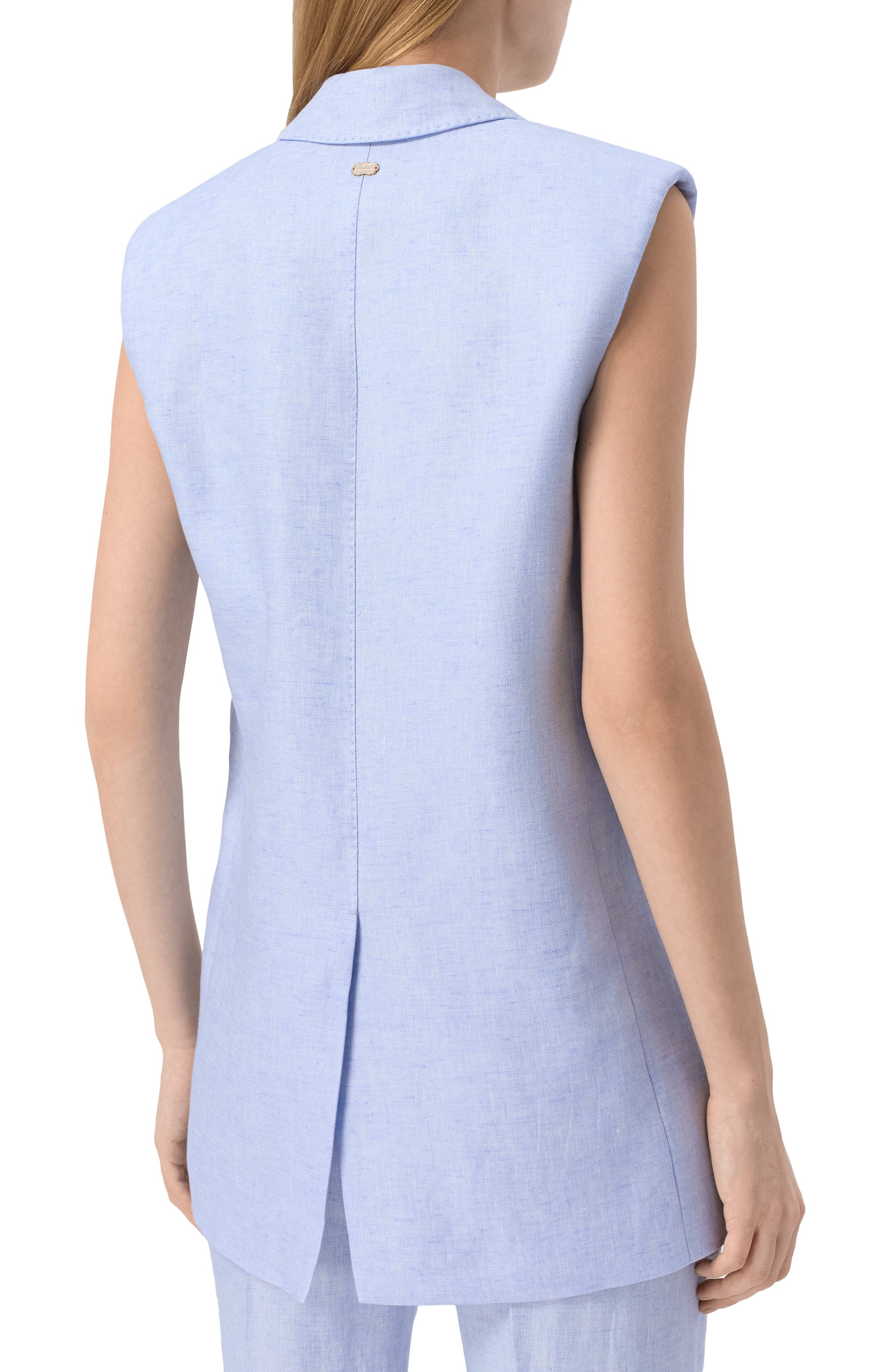 Льняной жилет AGNONA голубого цвета по цене 292500 руб., арт. TX0901/U3014, фото 4 Льняной жилет AGNONA, арт. TX0901/U3014, фото 4
