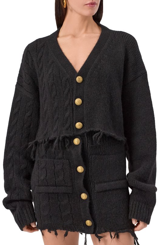 Шерстяной кардиган VETEMENTS WA65KN276B/2901 KNIT Чёрный  WA65KN276B/2901 KNIT Фото 3