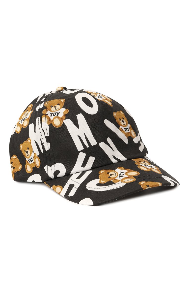 Детская хлопковая бейсболка MOSCHINO черного цвета, арт. H0X01N/L0B10 | Фото 1 (Материал: Текстиль, Хлопок; Материал сплава: Проставлено; Нос: Не проставлено; Региональные ограничения белый список (Axapta Mercury): Не проставлено)