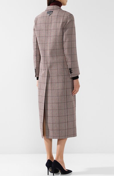 Шерстяное пальто в клетку PRADA, арт. P678H-1R2W-F0041, фото 4