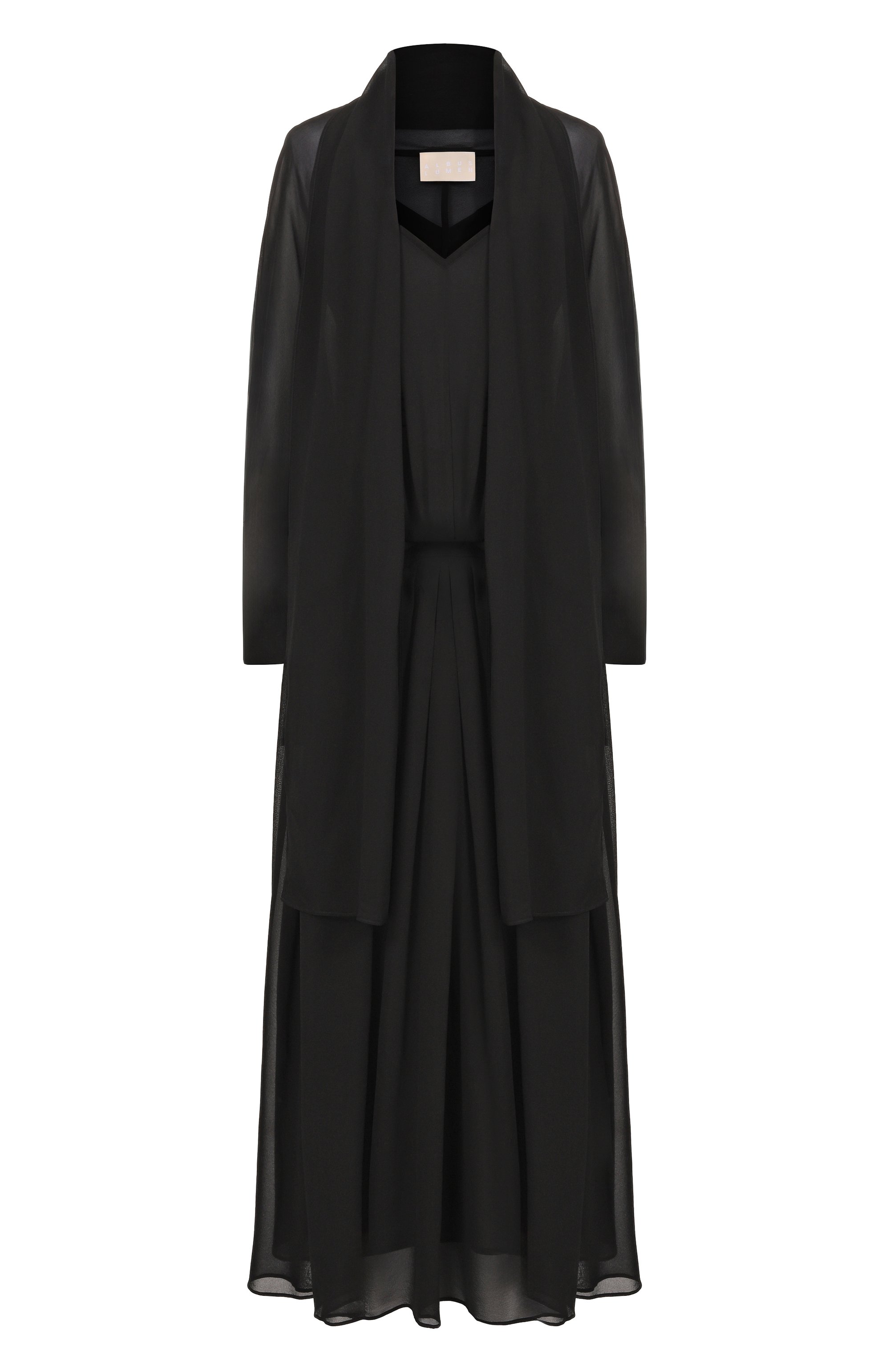 Шелковое платье ALBUS LUMEN черного цвета по цене 121000 руб., арт. AL.RT26.DRESS01_SET, фото 1 Шелковое платье ALBUS LUMEN, арт. AL.RT26.DRESS01_SET, фото 1