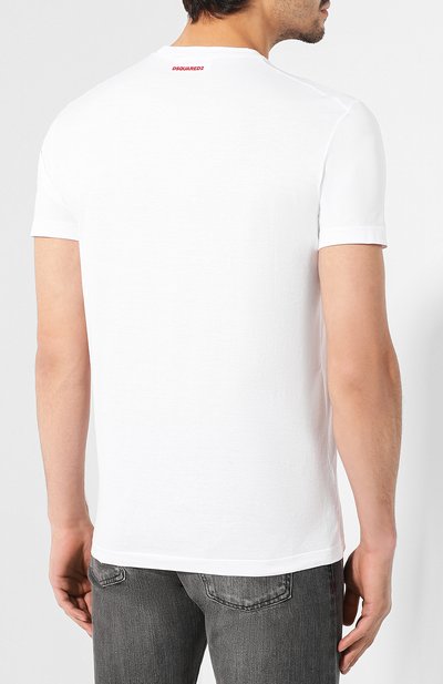 Хлопковая футболка DSQUARED2 белого цвета по цене 25450 руб., арт. S74GD0601/S22427, фото 4 Хлопковая футболка DSQUARED2, арт. S74GD0601/S22427, фото 4