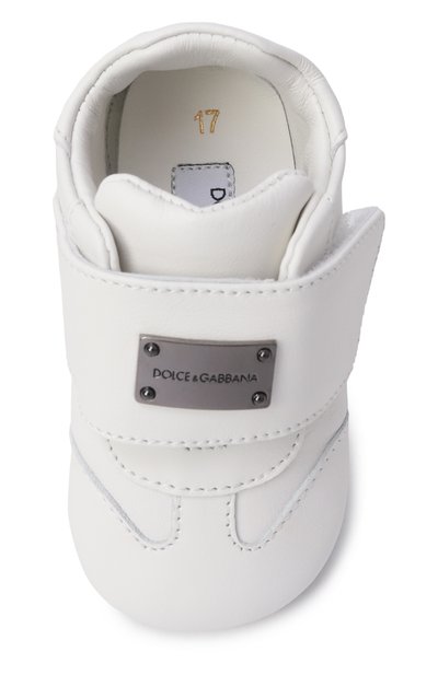 Кожаные пинетки DOLCE & GABBANA белого цвета по цене 27300 руб., арт. DK0147/A1850, фото 4 Кожаные пинетки DOLCE & GABBANA, арт. DK0147/A1850, фото 4