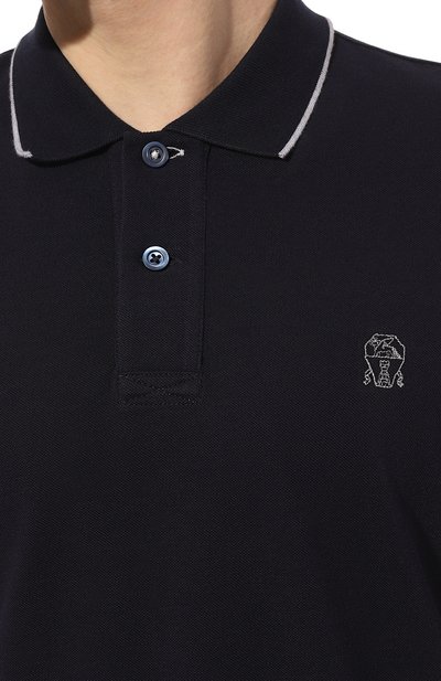 Хлопковое поло BRUNELLO CUCINELLI темно-синего цвета по цене 58100 руб., арт. ME8549779G, фото 5 Хлопковое поло BRUNELLO CUCINELLI, арт. ME8549779G, фото 5