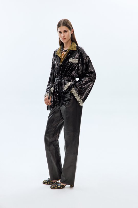 Кожаные брюки Jil Sander J02KA0341/J07187 Чёрный  J02KA0341/J07187 Фото 6