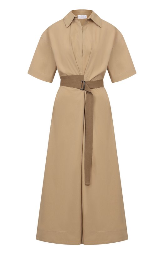 Хлопковое платье Brunello Cucinelli M0H93A5306 Бежевый M0H93A5306