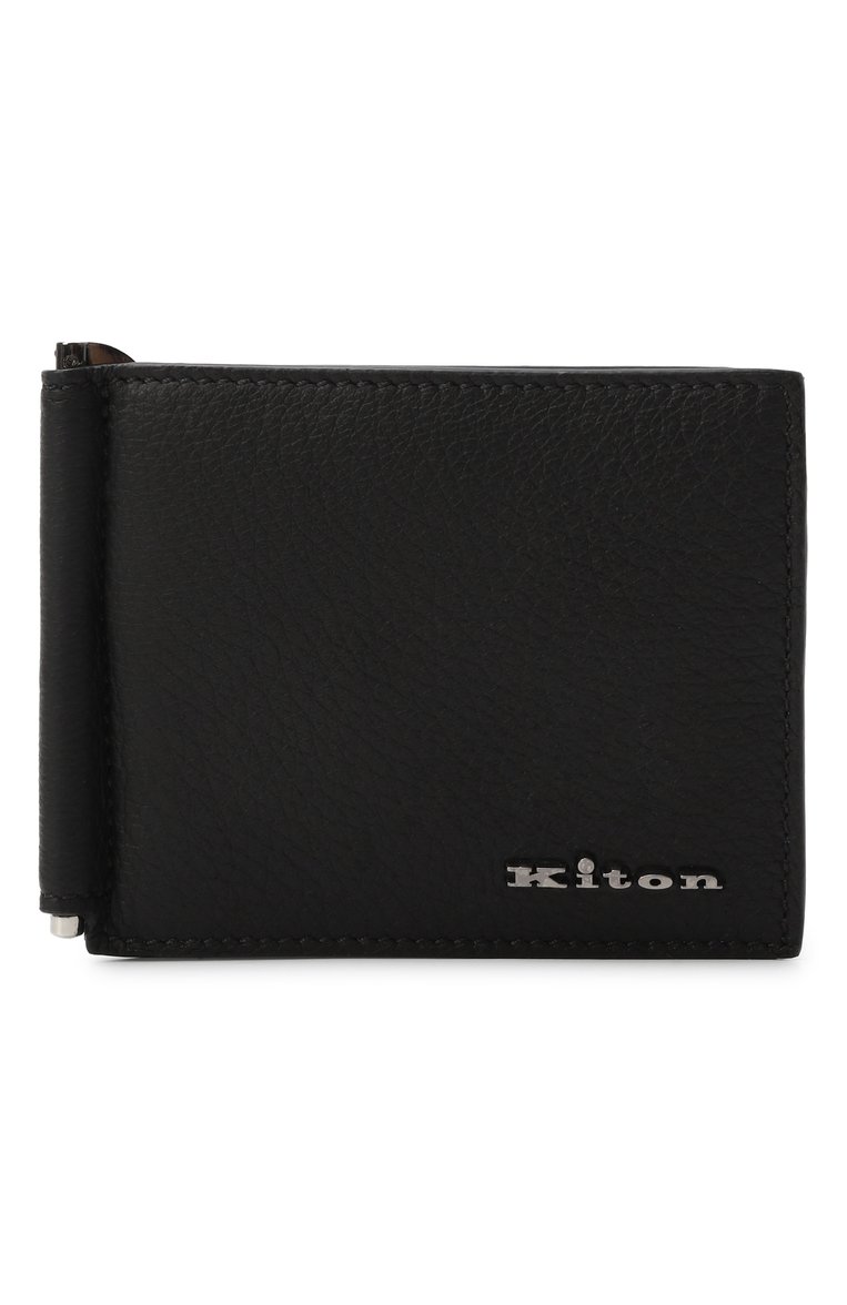 Мужской кожаный зажим для купюр KITON черного цвета, арт. UPEA036N0122302 | Фото 1 (Материал: Натуральная кожа; Нос: Не проставлено)