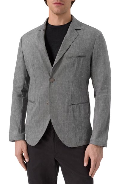 Пиджак изо льна и шерсти GIORGIO ARMANI серого цвета по цене 231500 руб., арт. GM001564/TE14457, фото 4 Пиджак изо льна и шерсти GIORGIO ARMANI, арт. GM001564/TE14457, фото 4