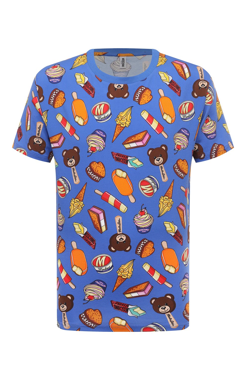 Хлопковая футболка MOSCHINO синего цвета по цене 11000 руб., арт. A0712/9413, фото 1 Хлопковая футболка MOSCHINO, арт. A0712/9413, фото 1