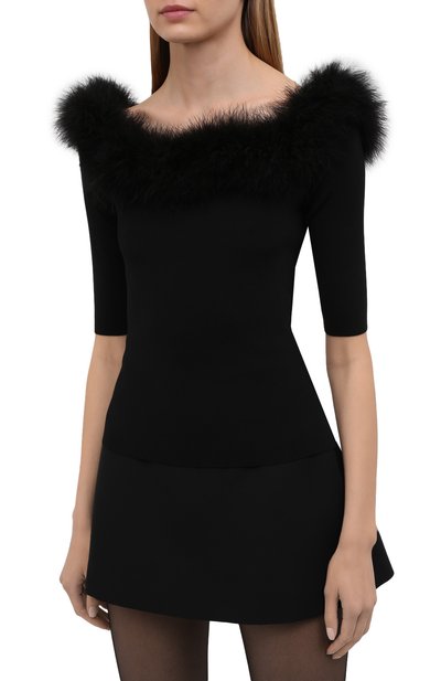 Топ из вискозы с отделкой перьями SAINT LAURENT, арт. 657252/Y75BB, фото 3