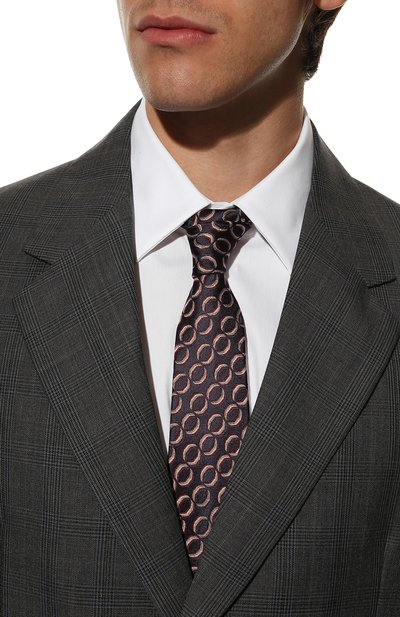 Шелковый галстук PRADA темно-синего цвета по цене 27500 руб., арт. UCR77-10I4-F0008-141, фото 2 Шелковый галстук PRADA, арт. UCR77-10I4-F0008-141, фото 2