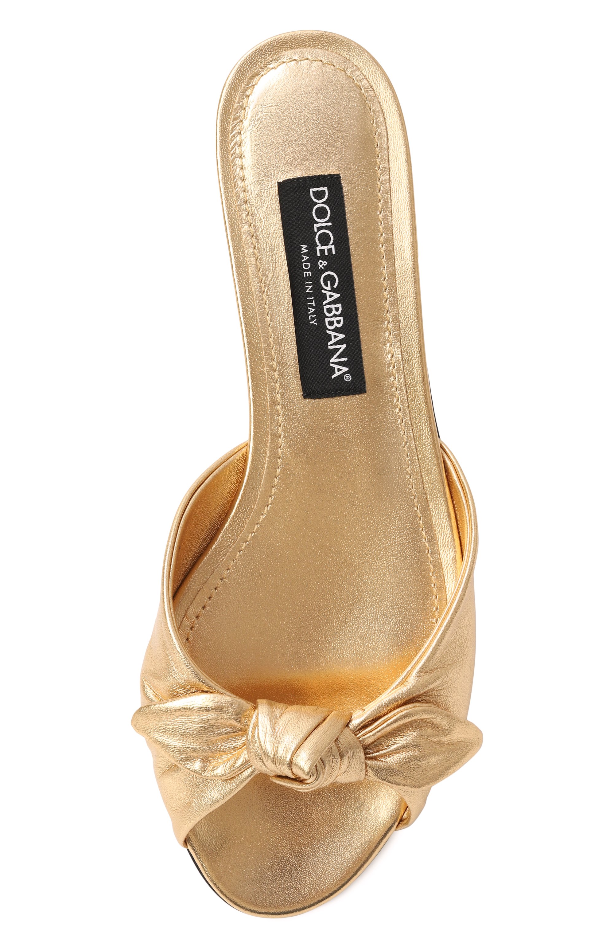 Кожаные шлепанцы bianca DOLCE & GABBANA золотого цвета по цене 85700 руб., арт. CQ0620/A1016, фото 6 Кожаные шлепанцы bianca DOLCE & GABBANA, арт. CQ0620/A1016, фото 6