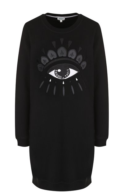 Хлопковое платье-толстовка с декоративной отделкой KENZO, арт. F762R08374XC, фото 1
