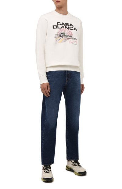 Хлопковый свитшот CASABLANCA белого цвета по цене 43100 руб., арт. MF21-JTP-001 0FF WHITE-RACING SHELL, фото 2 Хлопковый свитшот CASABLANCA, арт. MF21-JTP-001 0FF WHITE-RACING SHELL, фото 2