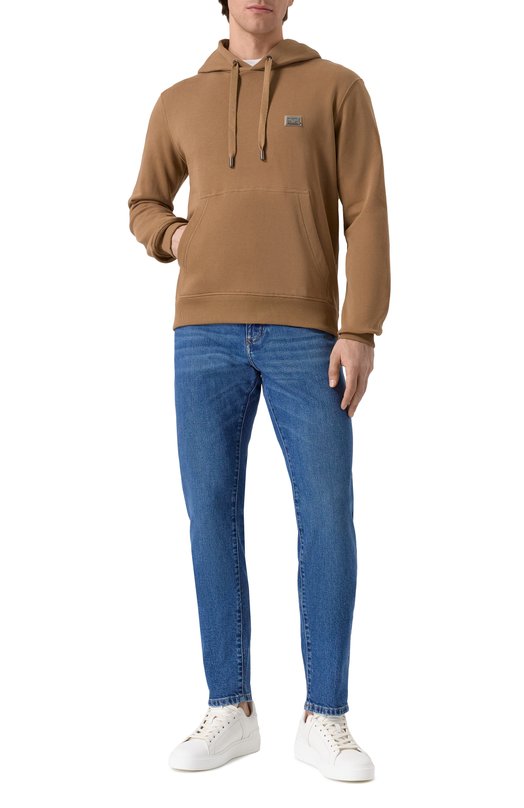 Хлопковое худи Dolce & Gabbana G9BGPT/G7N7B Коричневый  G9BGPT/G7N7B Фото 2