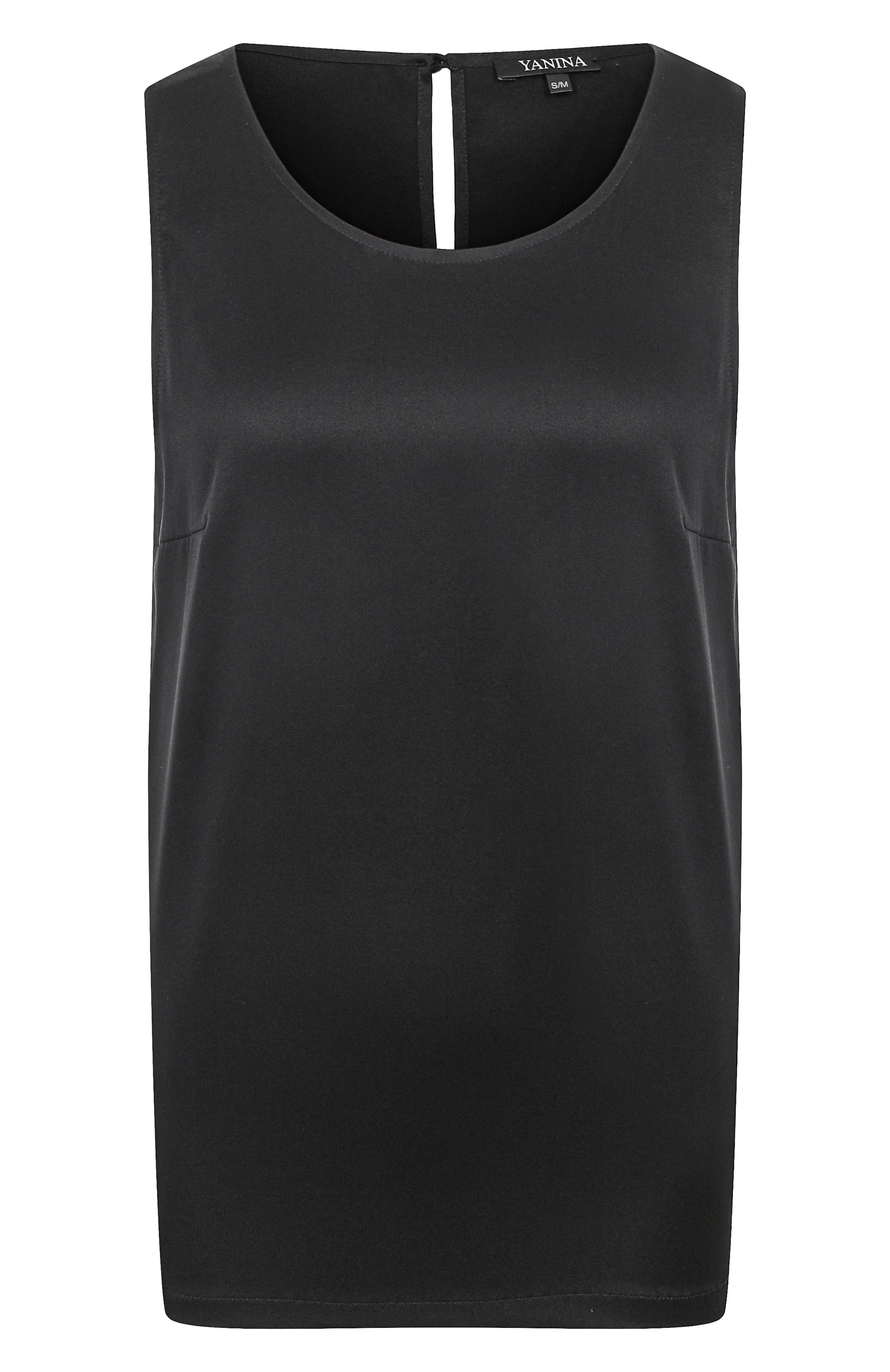 Атласный топ YANINA черного цвета по цене 50830 руб., арт. Т-3062, фото 1 Атласный топ YANINA, арт. Т-3062, фото 1