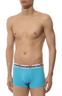 Мужские комплект из двух боксеров MOSCHINO голубого цвета, арт. 231V1/A1387/4402 | Фото 2 (Материал сплава: Проставлено; Нос: Не проставлено; Материал внешний: Хлопок; Кросс-КТ: бельё; Мужское Кросс-КТ: Трусы; Тематический товар: Teddy Bear; Трусы М: Бокс�еры)