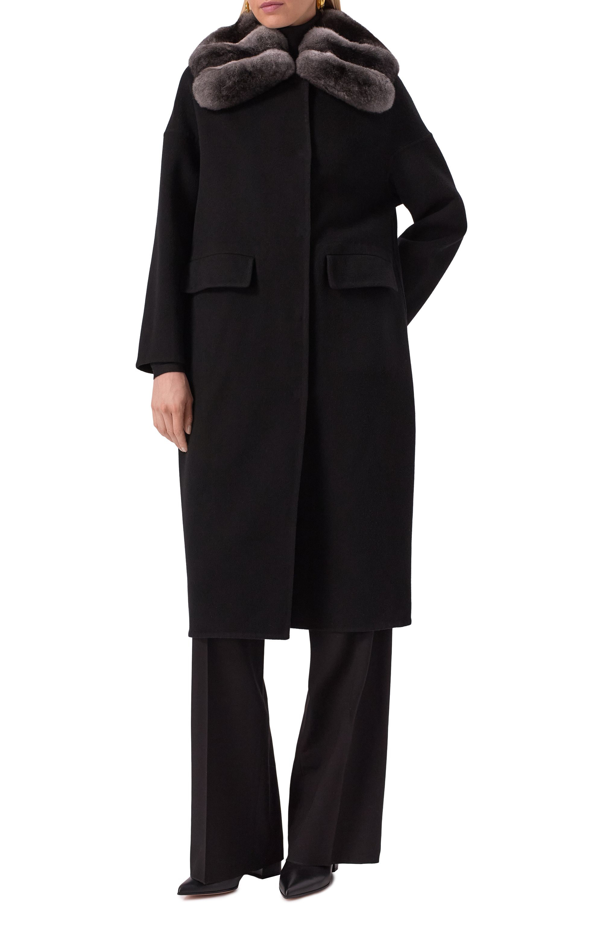 Пальто из шерсти и кашемира с отделкой из шиншиллы MVST, арт. FTBPL-X0650-3SB-CH/LP1432, фото 3