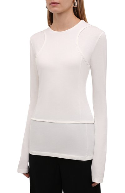 Хлопковый топ LOW CLASSIC молочного цвета по цене 15800 руб., арт. L0W21FW_TS03IV, фото 3 Хлопковый топ LOW CLASSIC, арт. L0W21FW_TS03IV, фото 3