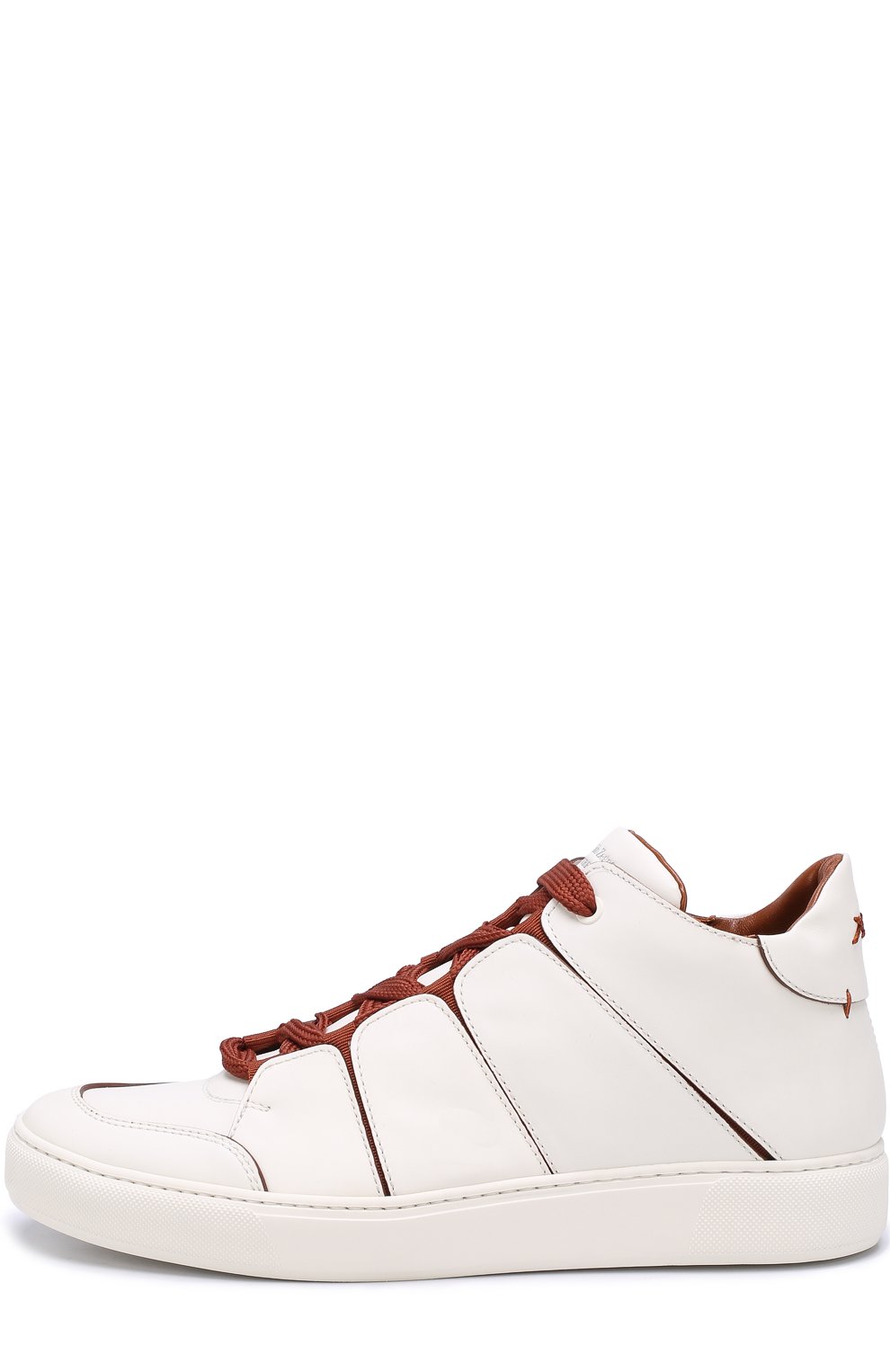 Высокие кожаные кеды на шнуровке ZEGNA белого цвета по цене 94400 руб., арт. A2891X-SWI, фото 3 Высокие кожаные кеды на шнуровке ZEGNA, арт. A2891X-SWI, фото 3