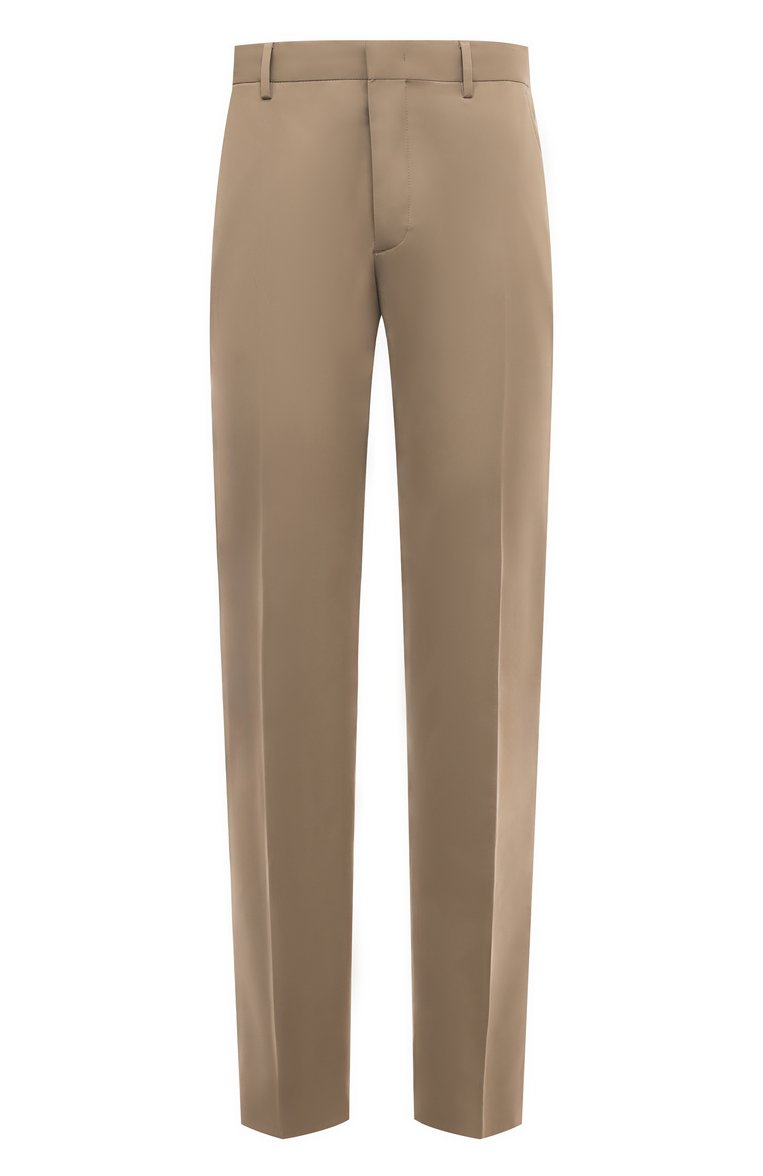 Мужские хлопковые брюки ZEGNA темно-бежевого цвета, арт. E8I03/TR14 | Фото 1 (Длина (брюки, джинсы): Стандартные; Материал внешний: Хлопок; Стили: Кэжуэл; Случай: Повседневный)