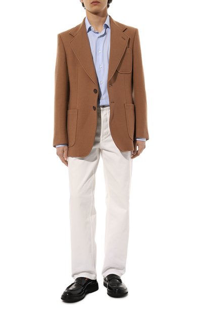 Шерстяной пиджак GUCCI коричневого цвета по цене 331200 руб., арт. 635942 ZAA2U, фото 2 Шерстяной пиджак GUCCI, арт. 635942 ZAA2U, фото 2