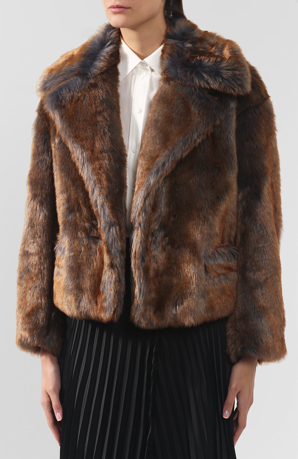 Шуба из экомеха DRIES VAN NOTEN коричневого цвета по цене 78850 руб., арт. 192-10532-8130, фото 3 Шуба из экомеха DRIES VAN NOTEN, арт. 192-10532-8130, фото 3