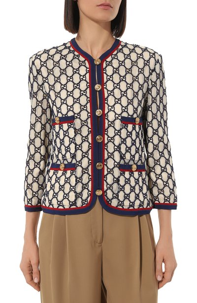 Хлопковый жакет GUCCI разноцветного цвета по цене 403200 руб., арт. 550636 ZKT15, фото 3 Хлопковый жакет GUCCI, арт. 550636 ZKT15, фото 3