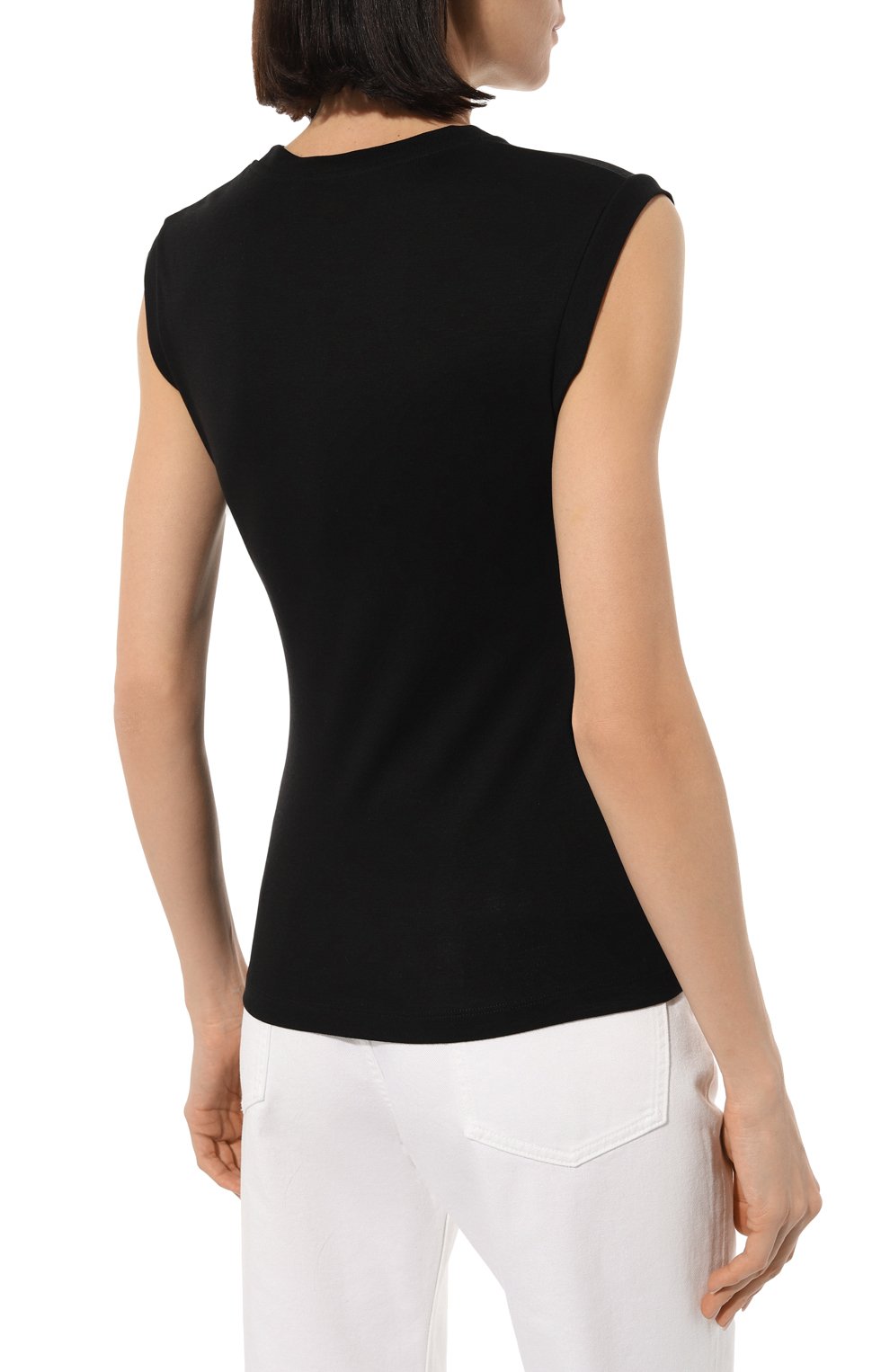 Хлопковая майка STELLA MCCARTNEY черного цвета по цене 36800 руб., арт. 6J0110/3SPX13, фото 4 Хлопковая майка STELLA MCCARTNEY, арт. 6J0110/3SPX13, фото 4