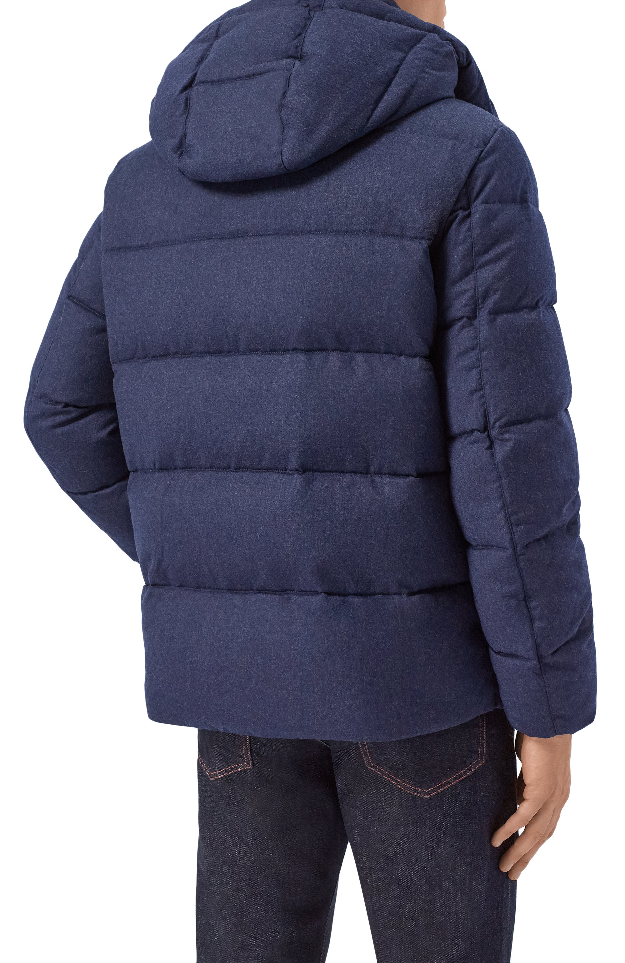 Шерстяной пуховик HETREGO темно-синего цвета по цене 105500 руб., арт. 8P420/KIRILL, фото 4 Шерстяной пуховик HETREGO, арт. 8P420/KIRILL, фото 4