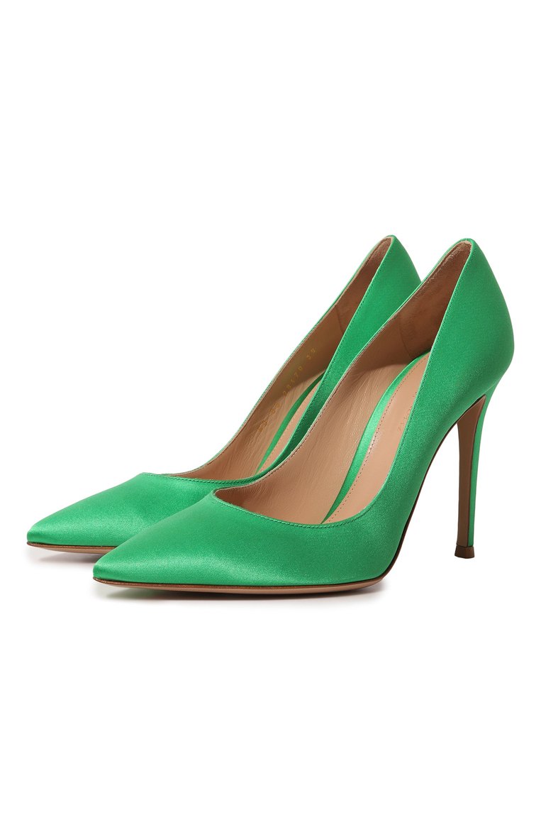 Женские текстильные туфли gianvito 105 GIANVITO ROSSI зеленого цвета, арт. G28470.15RIC.RASGREE | Фото 1 (Материал внутренний: Натуральная кожа; Каблук высота: Высокий; Материал внешний: Текстиль; Подошва: Плоская; Каблук тип: Шпилька)