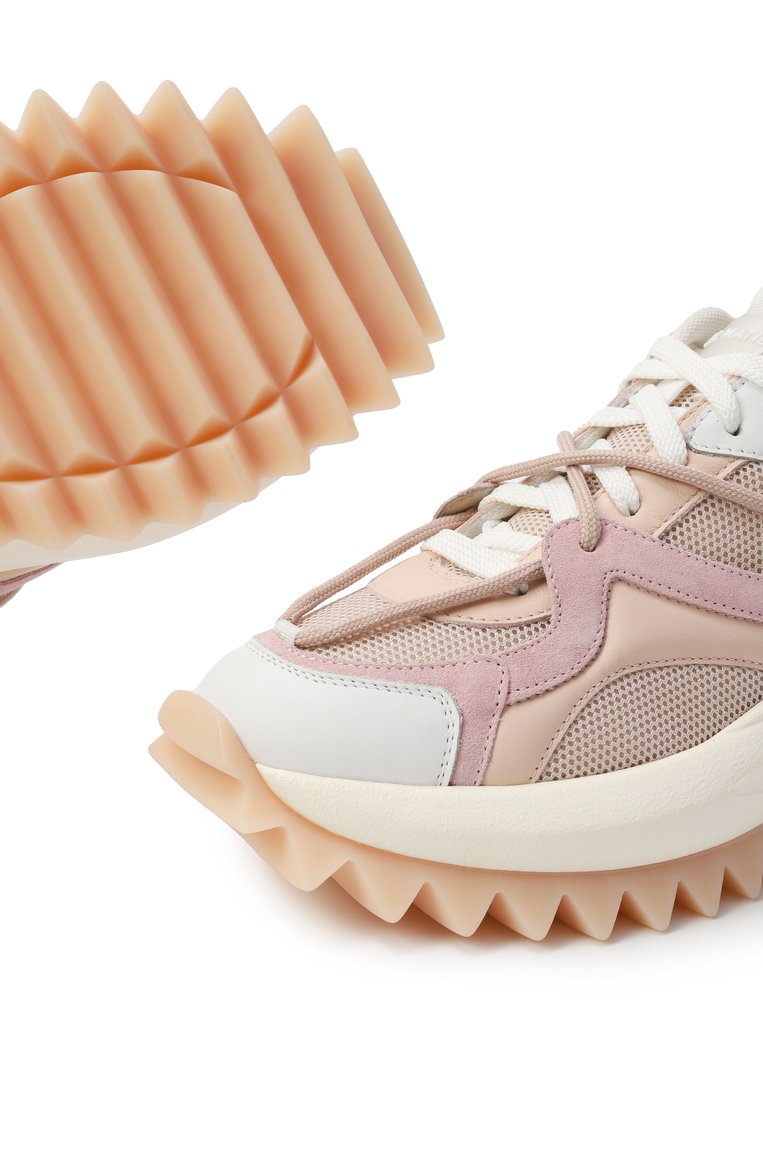 Женские комбинированные кроссовки running double laces VIC MATIE светло-розового цвета, арт. 1G3202D_D22BQETI12 | Фото 7 (Подошва: Платформа; Материал внешний: Текстиль, Натуральная кожа; Материал внутренний: Текстиль; Кросс-КТ: Низкие; Стили: Кэжуэл; Материал утеплителя: Без утеплителя)