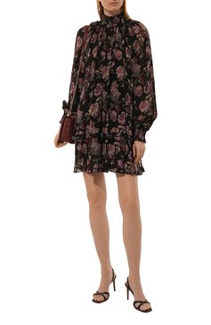 Женское платье из вискозы THE KOOPLES черного цвета, арт. FR0B29069K | Фото 2 (Материал сплава: Проставлено; Материал внешний: Вискоза; Длина Ж (юбки, платья, шорты): Мини; Рукава: Длинные; Драгоценные камни: Проставлено; Женское Кросс-КТ: Платье-одежда; Случай: Повседневный; Стили: Романтичный)