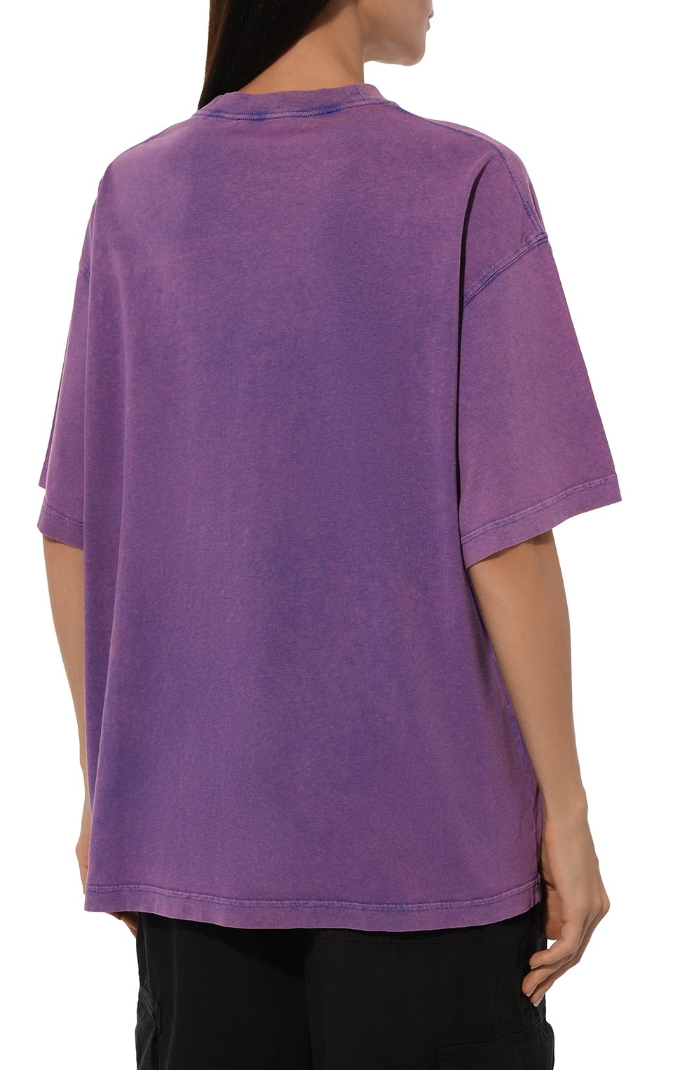 Хлопковая футболка ACNE STUDIOS фиолетового цвета по цене 31250 руб., арт. FN-WN-TSHI000639, фото 4 Хлопковая футболка ACNE STUDIOS, арт. FN-WN-TSHI000639, фото 4