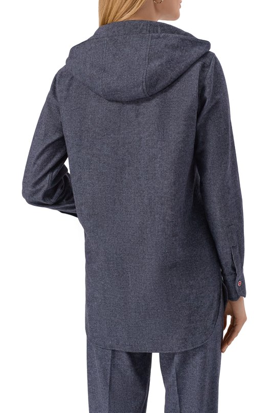Рубашка из кашемира и хлопка Kiton D54435K0128A02 Синий  D54435K0128A02 Фото 4