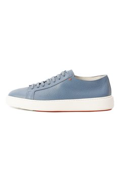 Мужские кожаные кеды SANTONI голубого цвета, арт. MBCG21571BARCMMD | Фото 4 (Материал внутренний: Натуральная кожа; Драгоценные камни: Проставлено; Мате�риал сплава: Проставлено; Подошва: Массивная; Материал внешний: Натуральная кожа; Материал утеплителя: Без утеплителя; Стили: Классический; Кросс-КТ: Низкие)