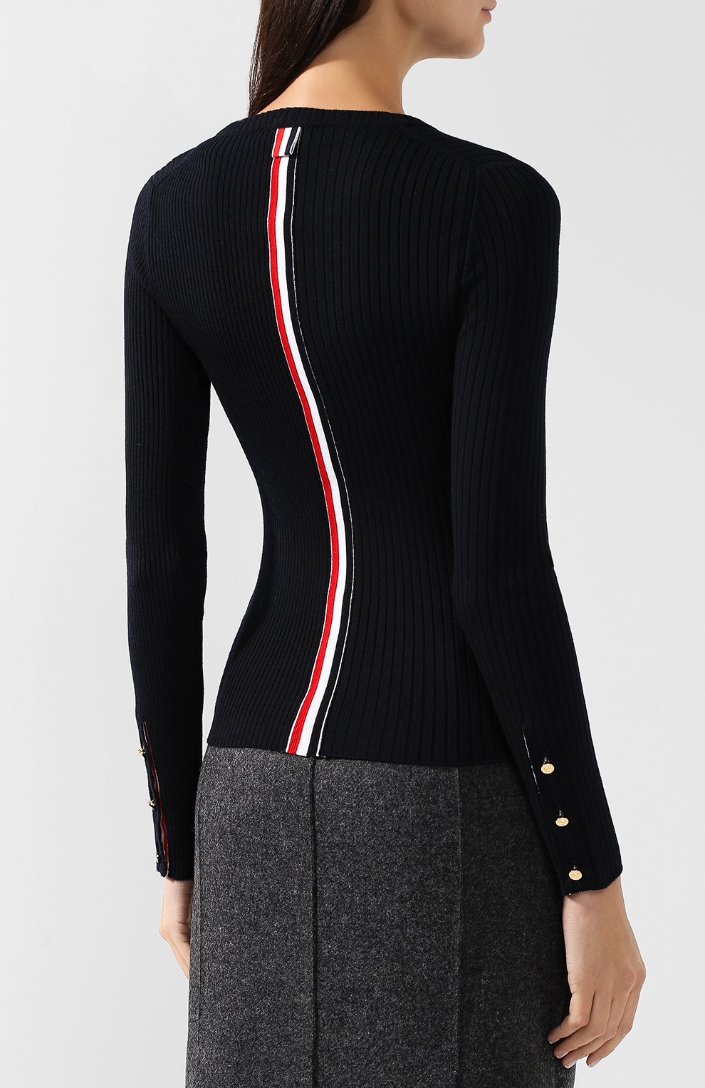 Шерстяной пуловер с круглым вырезом THOM BROWNE, арт. FKA171A-00014 415, фото 4
