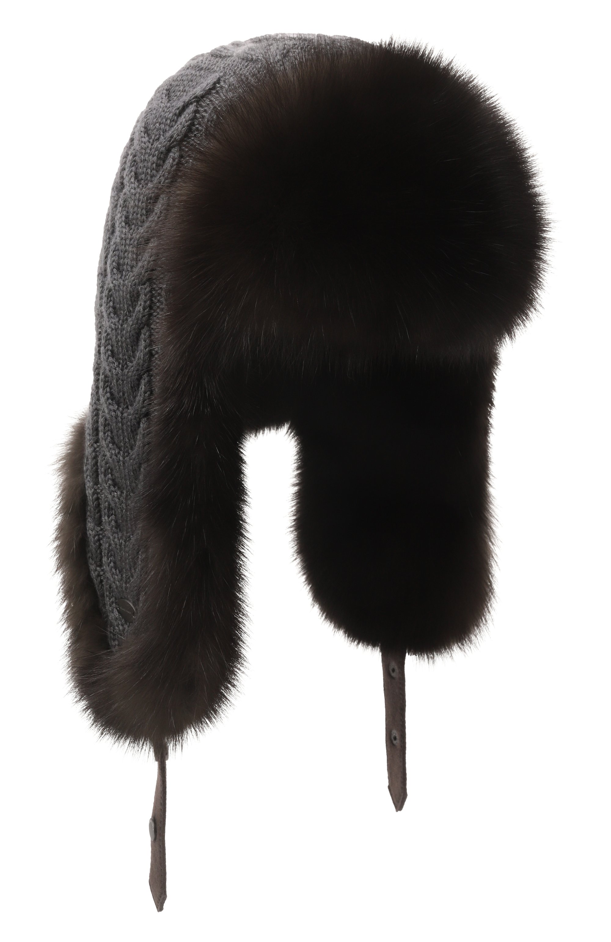 Кашемировая шапка-ушанка с мехом соболя BLACK SABLE, арт. BS-FHK-EB, фото 1