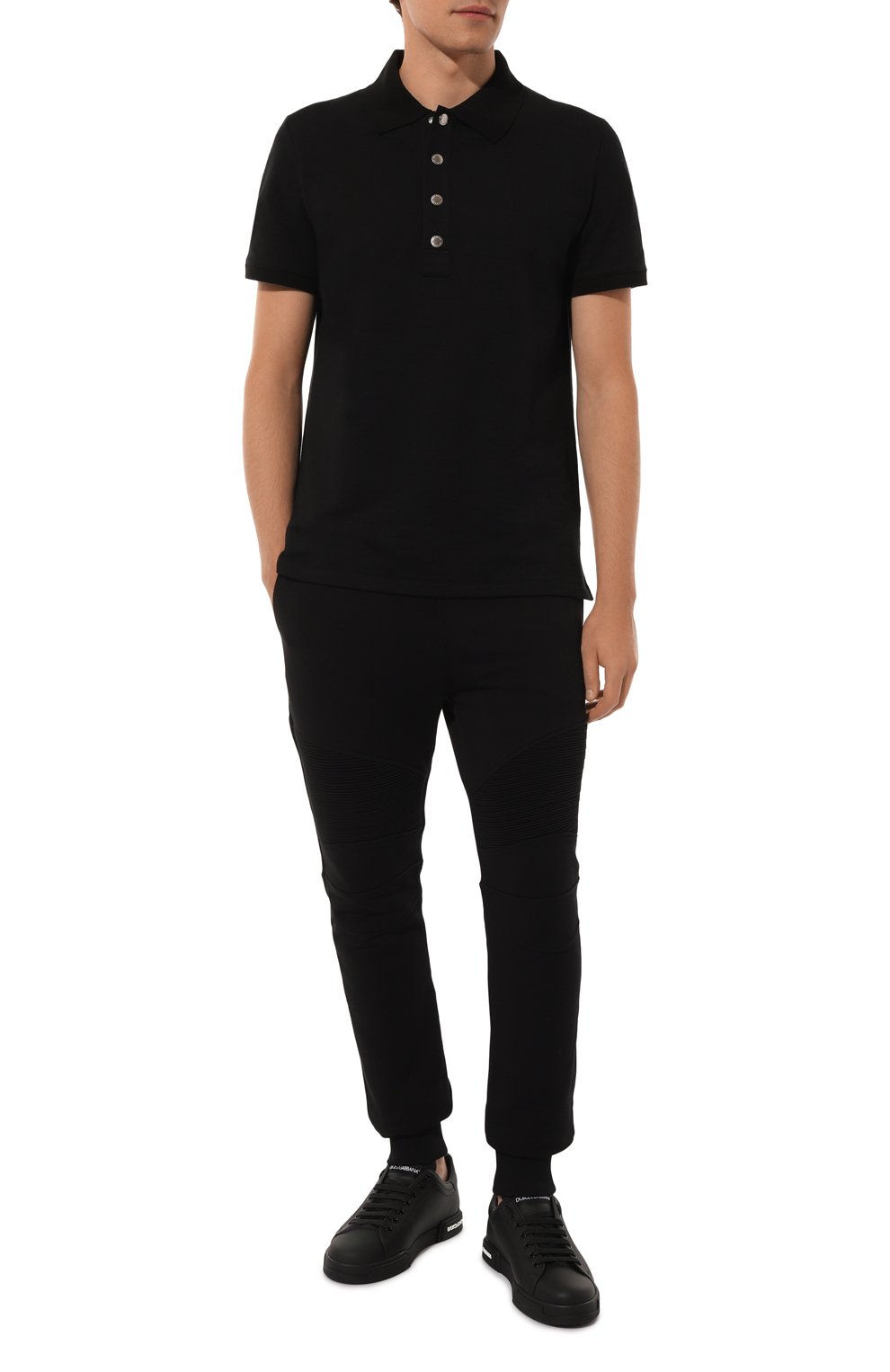 Хлопковое поло BALMAIN черного цвета по цене 65450 руб., арт. AH1GB000/JB82, фото 2 Хлопковое поло BALMAIN, арт. AH1GB000/JB82, фото 2