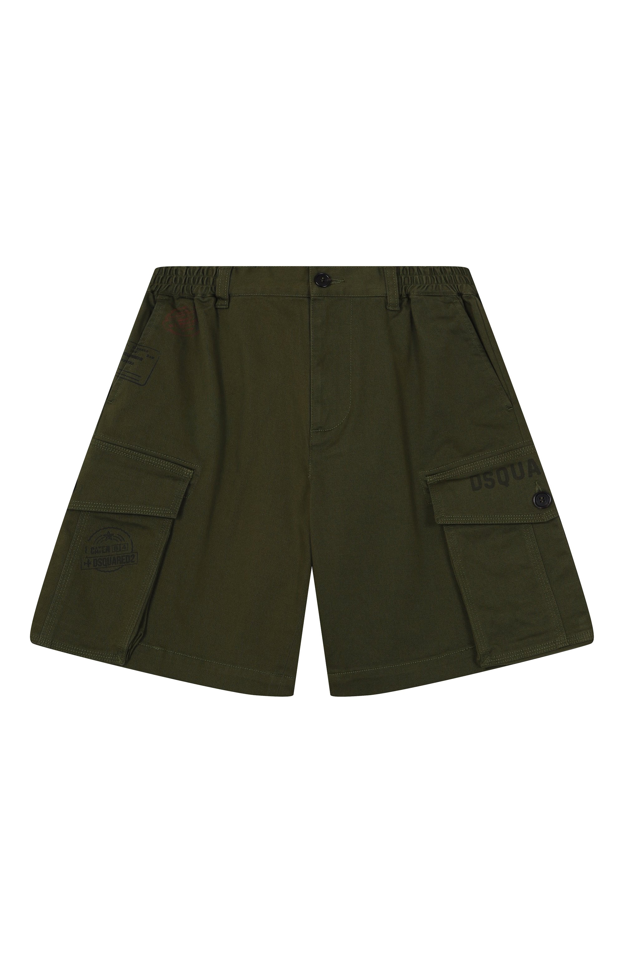 Хлопковые шорты-карго DSQUARED2 хаки цвета по цене 26350 руб., арт. DQ2773/D0093, фото 1 Хлопковые шорты-карго DSQUARED2, арт. DQ2773/D0093, фото 1
