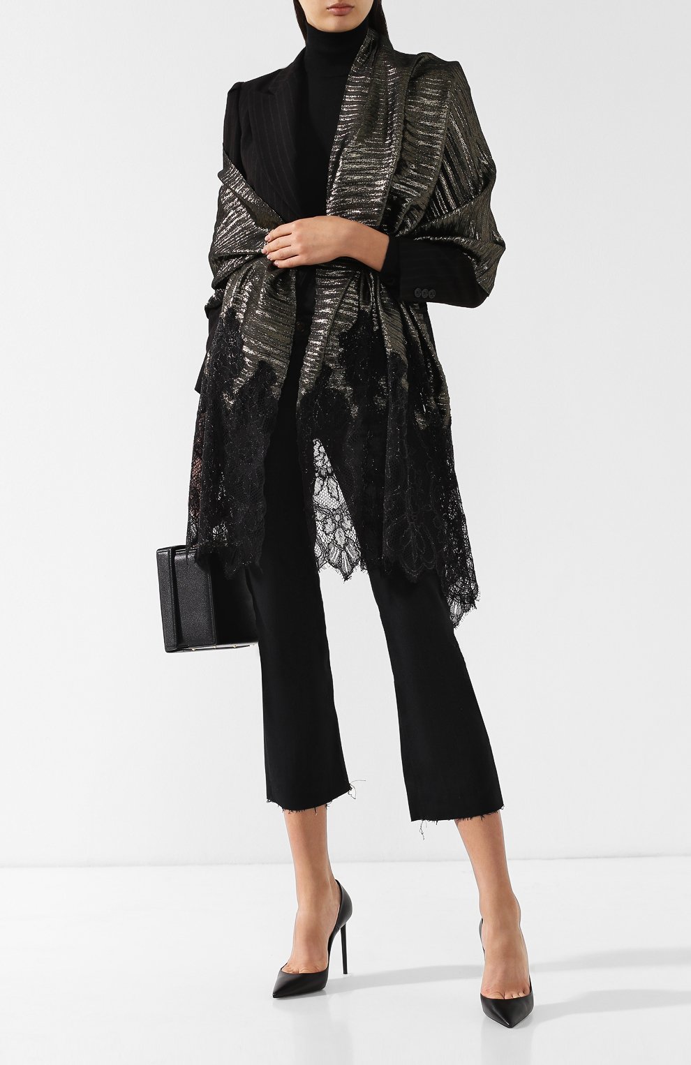 Плиссированный шарф с кружевной вставкой VALENTINO, арт. QT2EEA00/UVK, фото 2