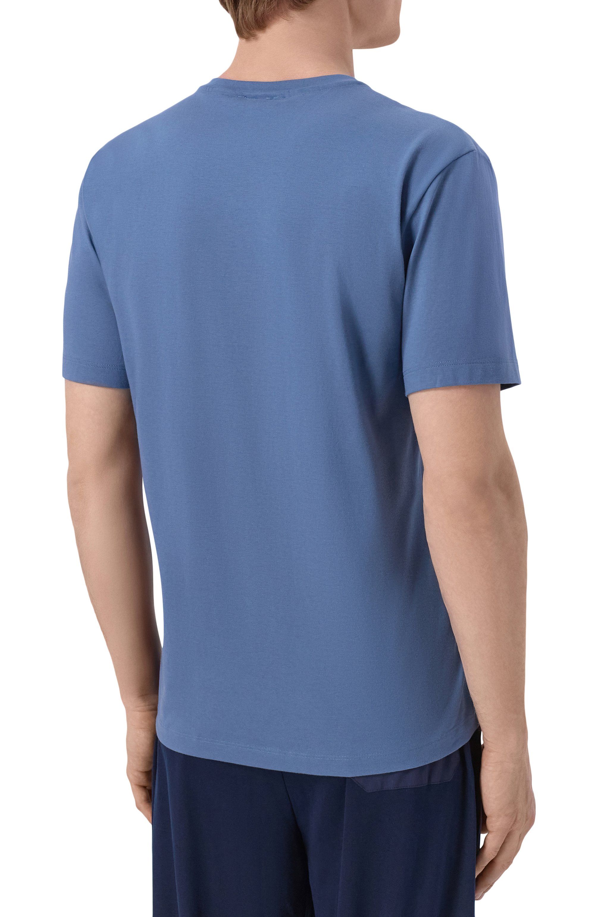 Хлопковая футболка HANRO голубого цвета по цене 9660 руб., арт. 075050., фото 4 Хлопковая футболка HANRO, арт. 075050., фото 4