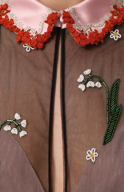 Приталенное прозрачное платье-макси с коротким рукавом VALENTINO, арт. NB3VD646/1ED, фото 5