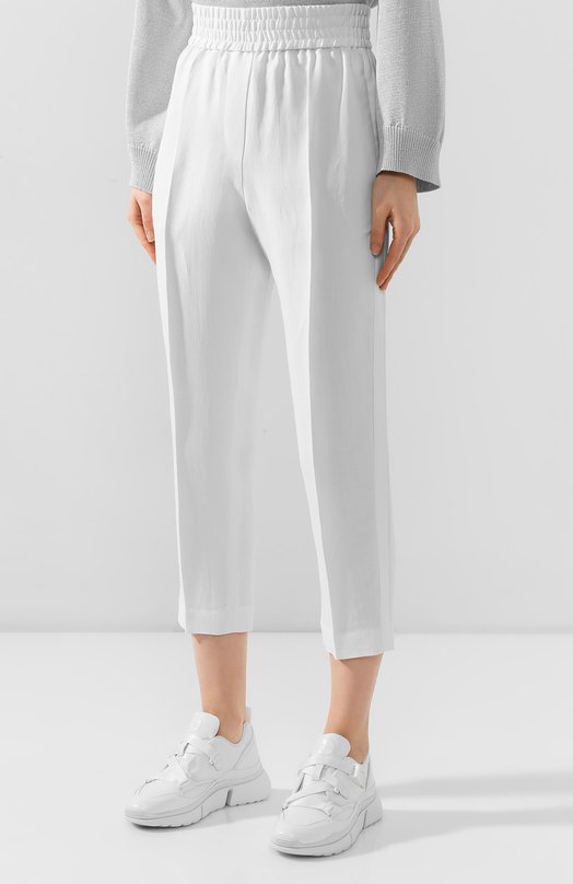 Брюки из смеси вискозы и льна Brunello Cucinelli MH126P7197 Белый  MH126P7197 Фото 3