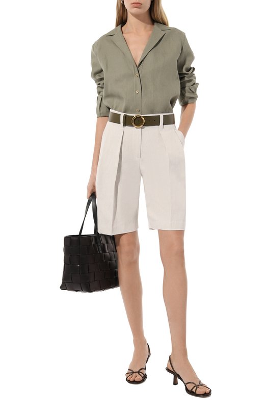 Шорты из хлопка и льна Brunello Cucinelli MH561B1382 Кремовый  MH561B1382 Фото 2